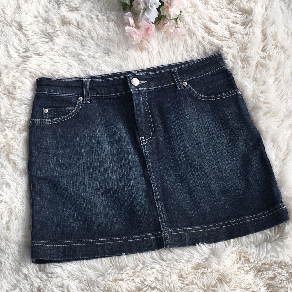 Lacoste Dark Wash Jean Skirt 38 Western Cowgirl Denim Indigo